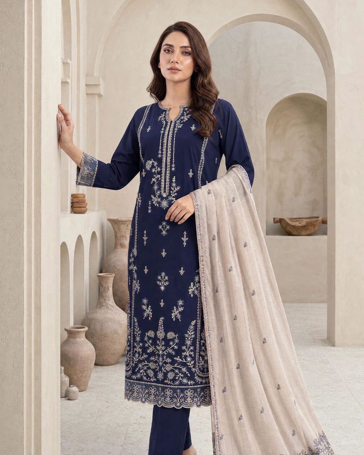 3-Piece Embroidered Lawn Suit with Lawn Dupatta