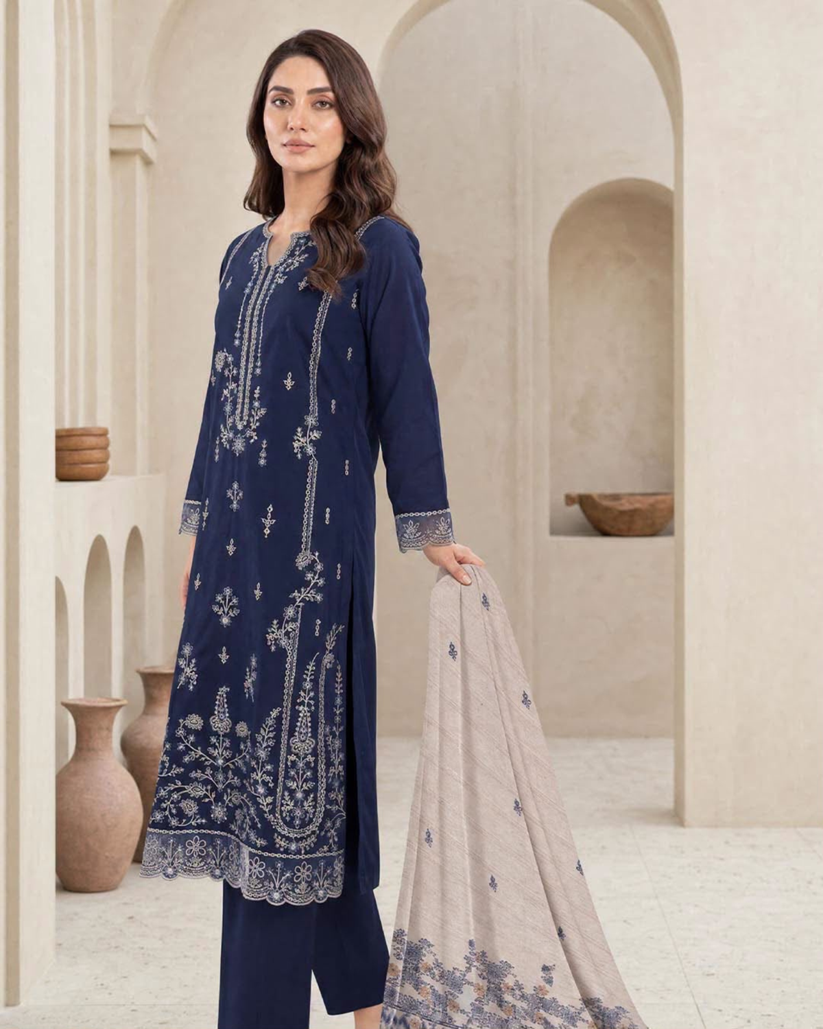 3-Piece Embroidered Lawn Suit with Lawn Dupatta