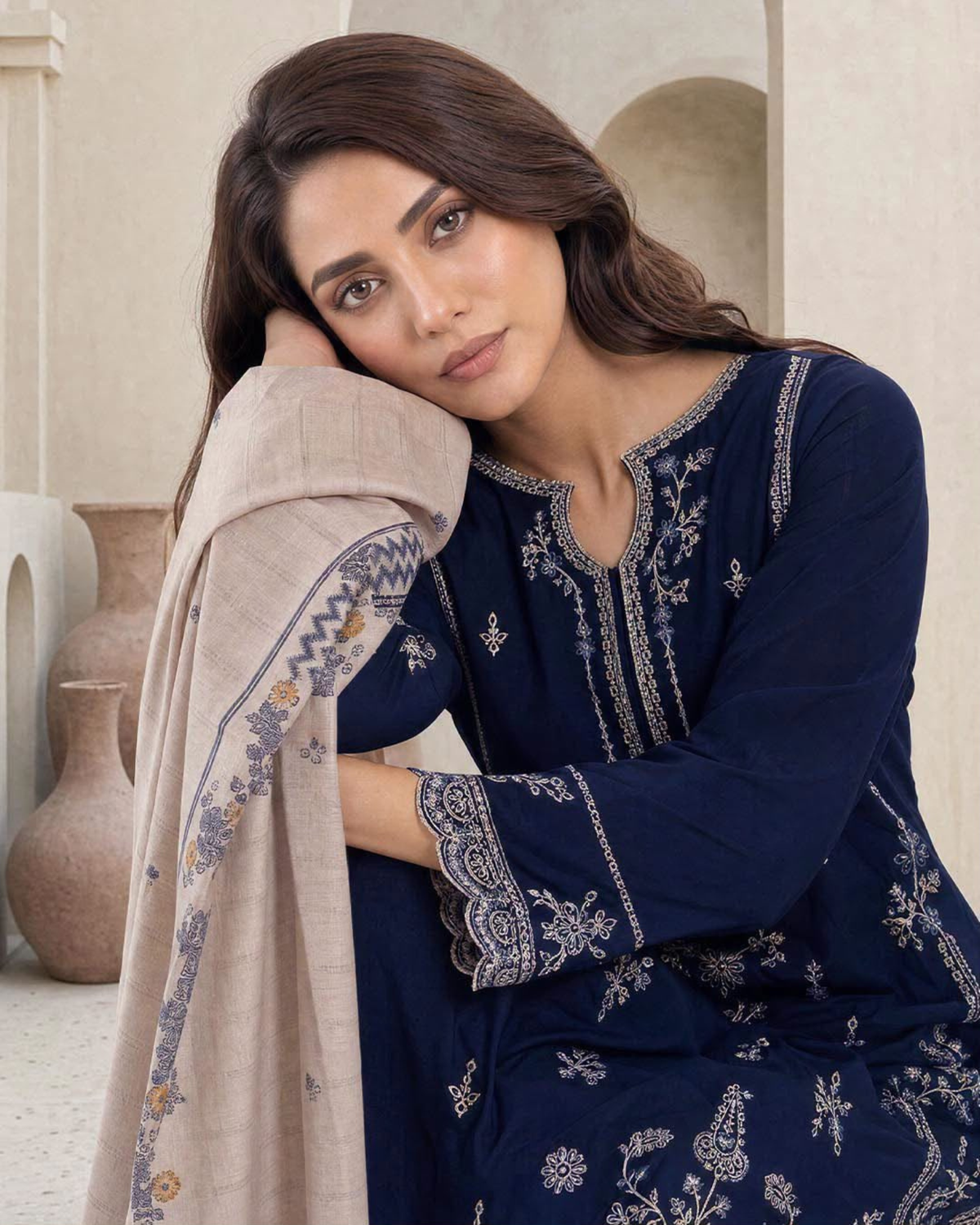 3-Piece Embroidered Lawn Suit with Lawn Dupatta