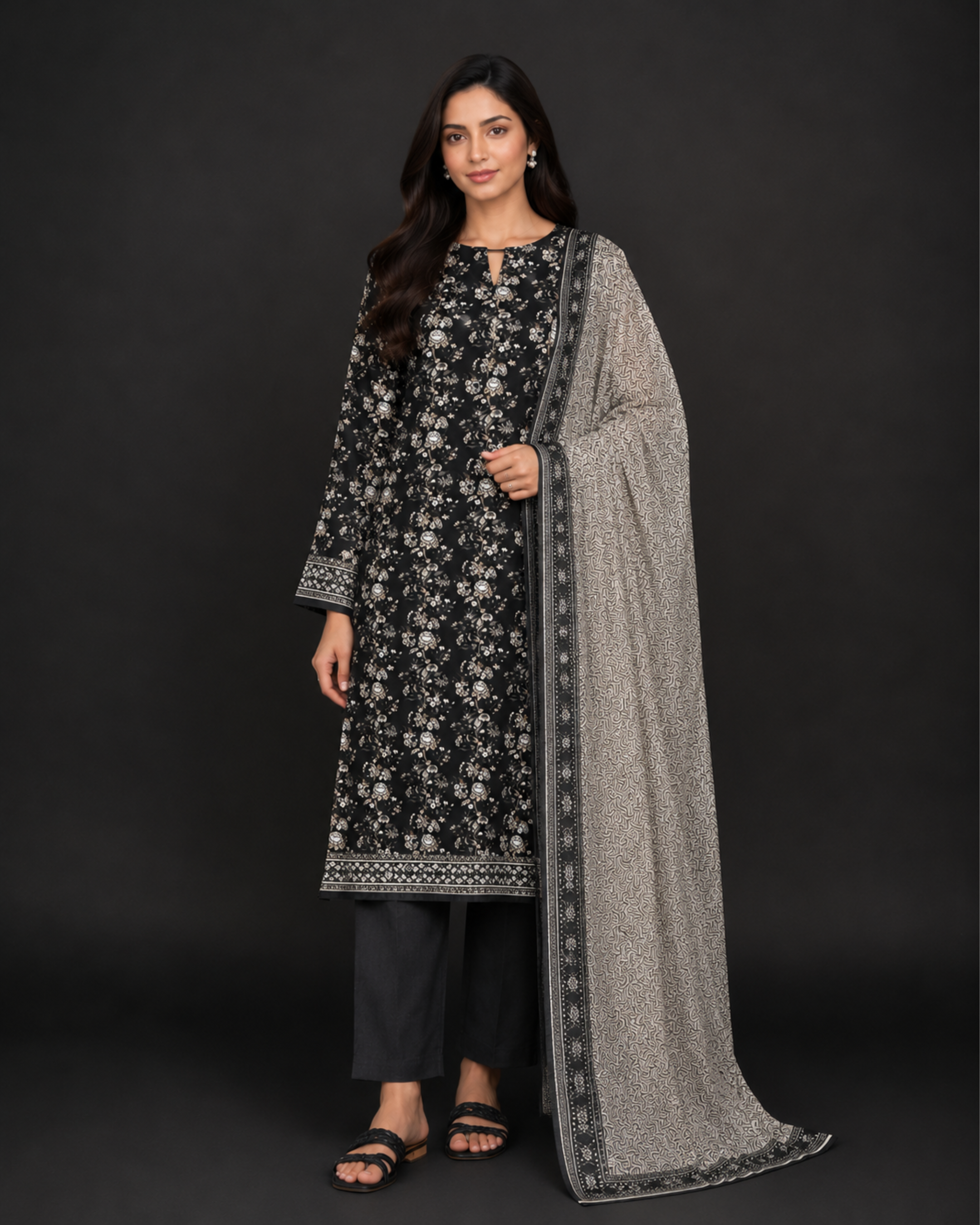 3-Piece Printed Lawn Suit by Safina (D-08B)