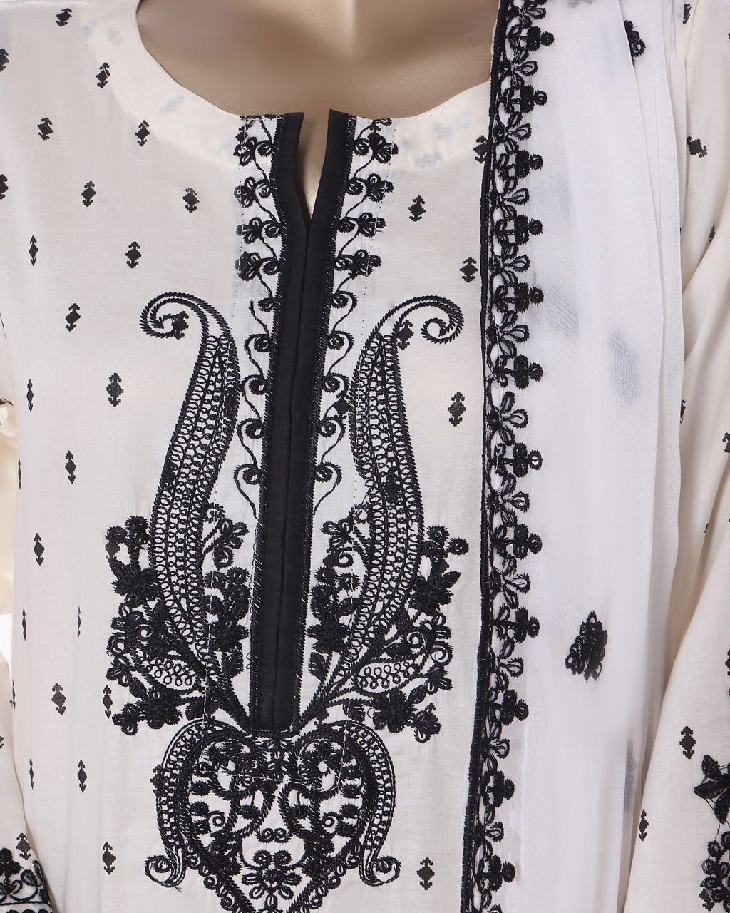 Khombi Black Arrow Stitched Embroidered Suit