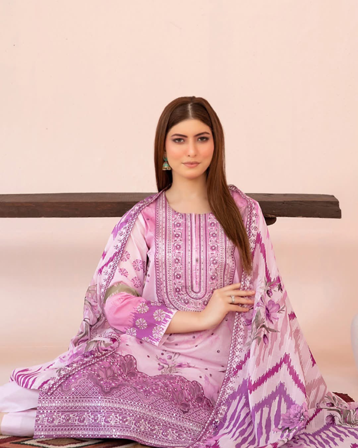 3-Piece Embroidered Lawn Suit with Embroidered Dupatta