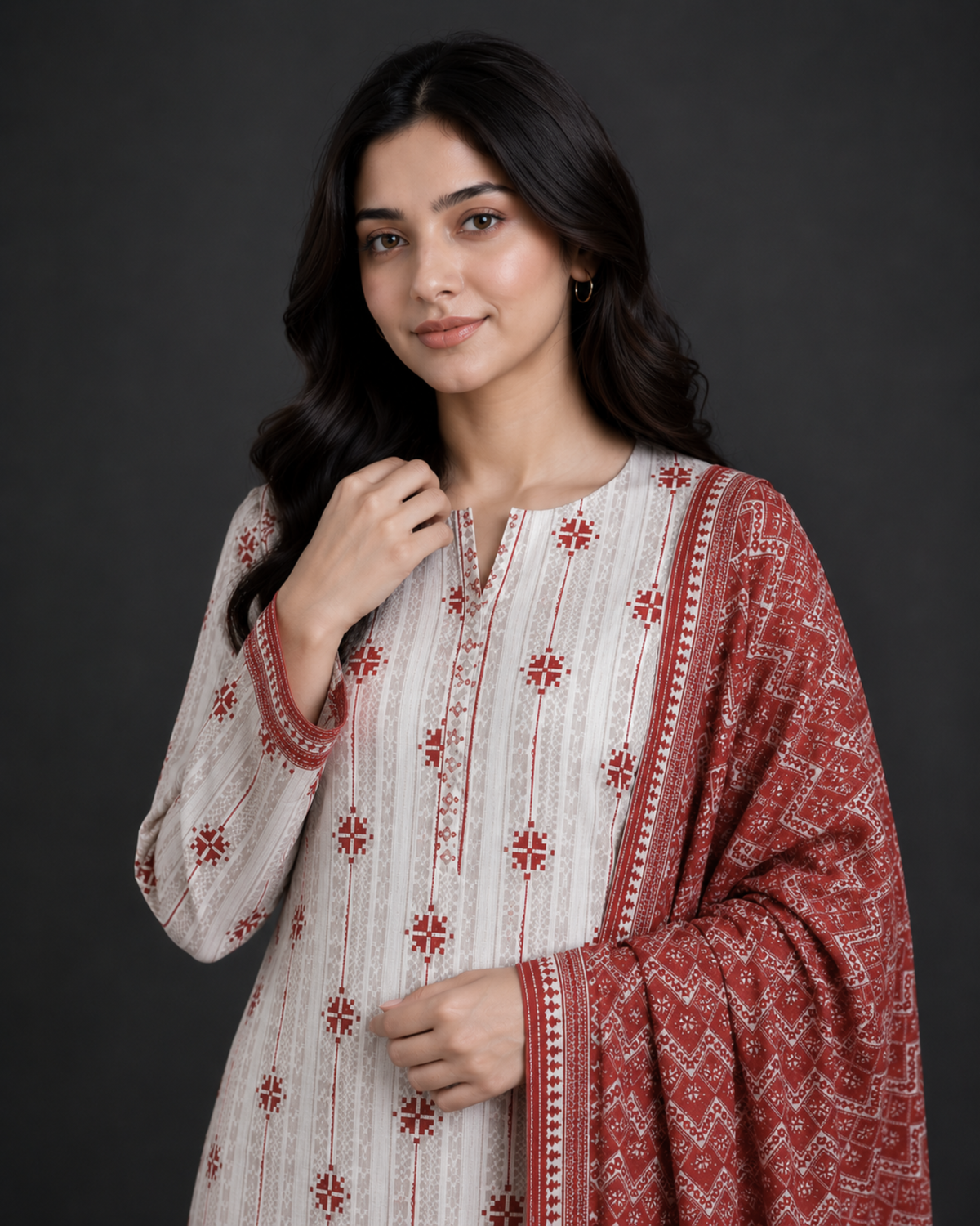 Unstitched 3 Piece Printed Lawn
