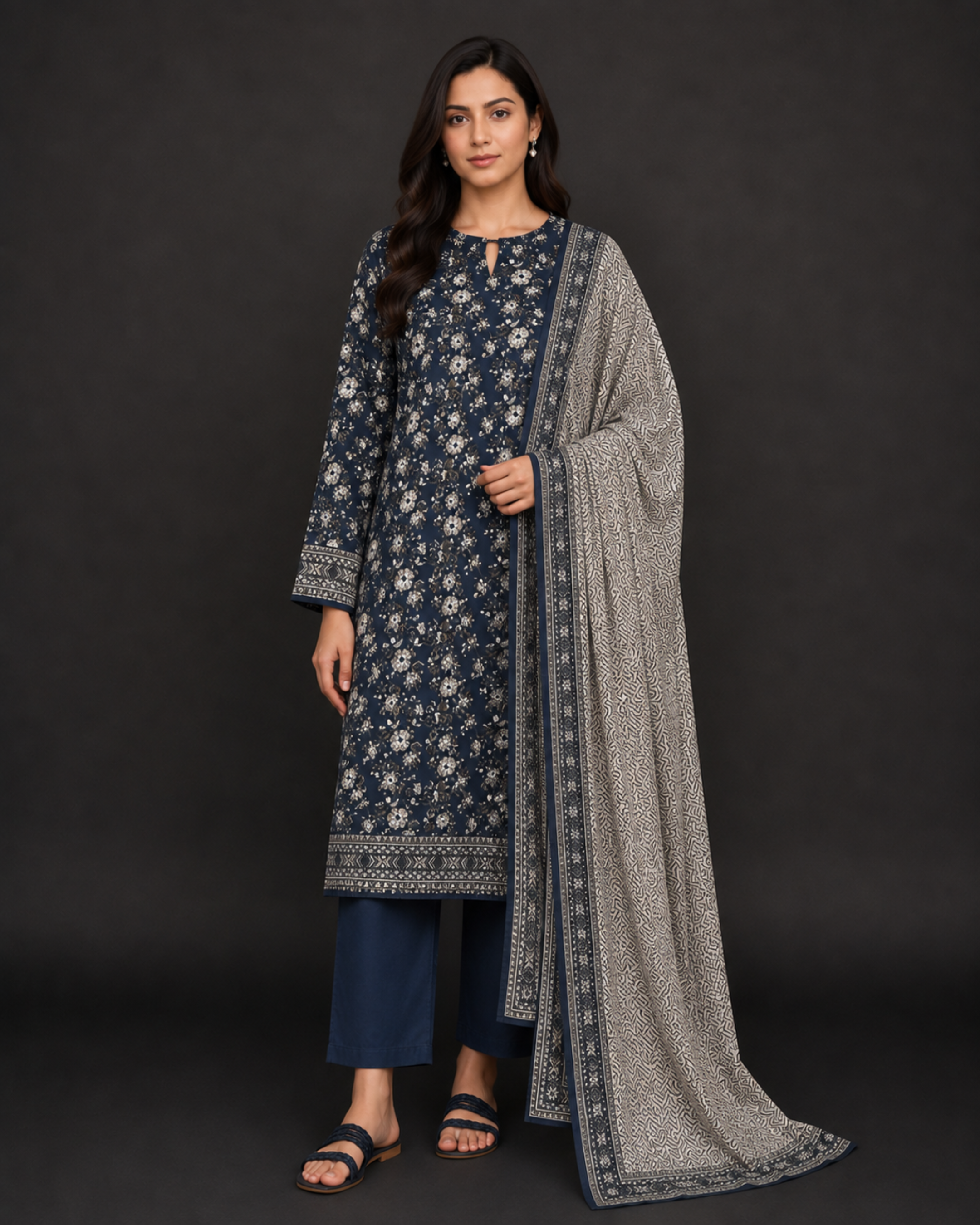 3-Piece Printed Lawn Suit by Safina (D-08A)