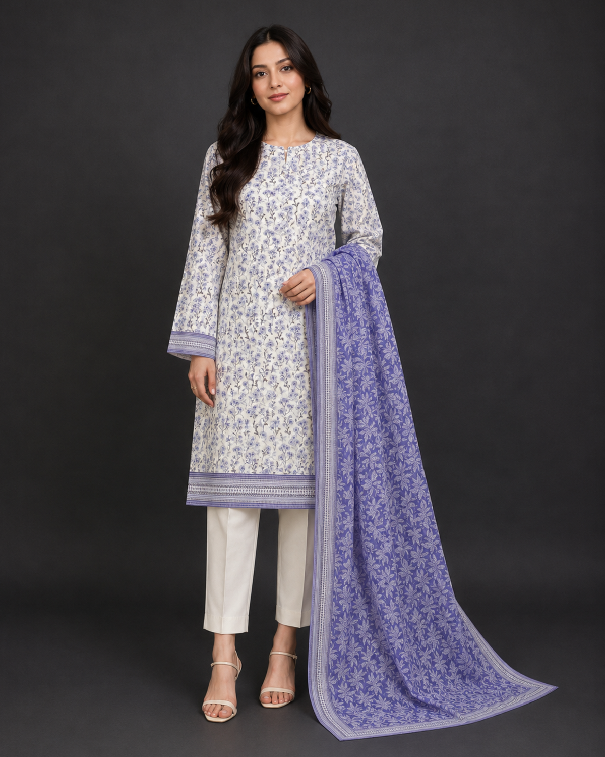 Unstitched 3 Piece Printed Lawn
