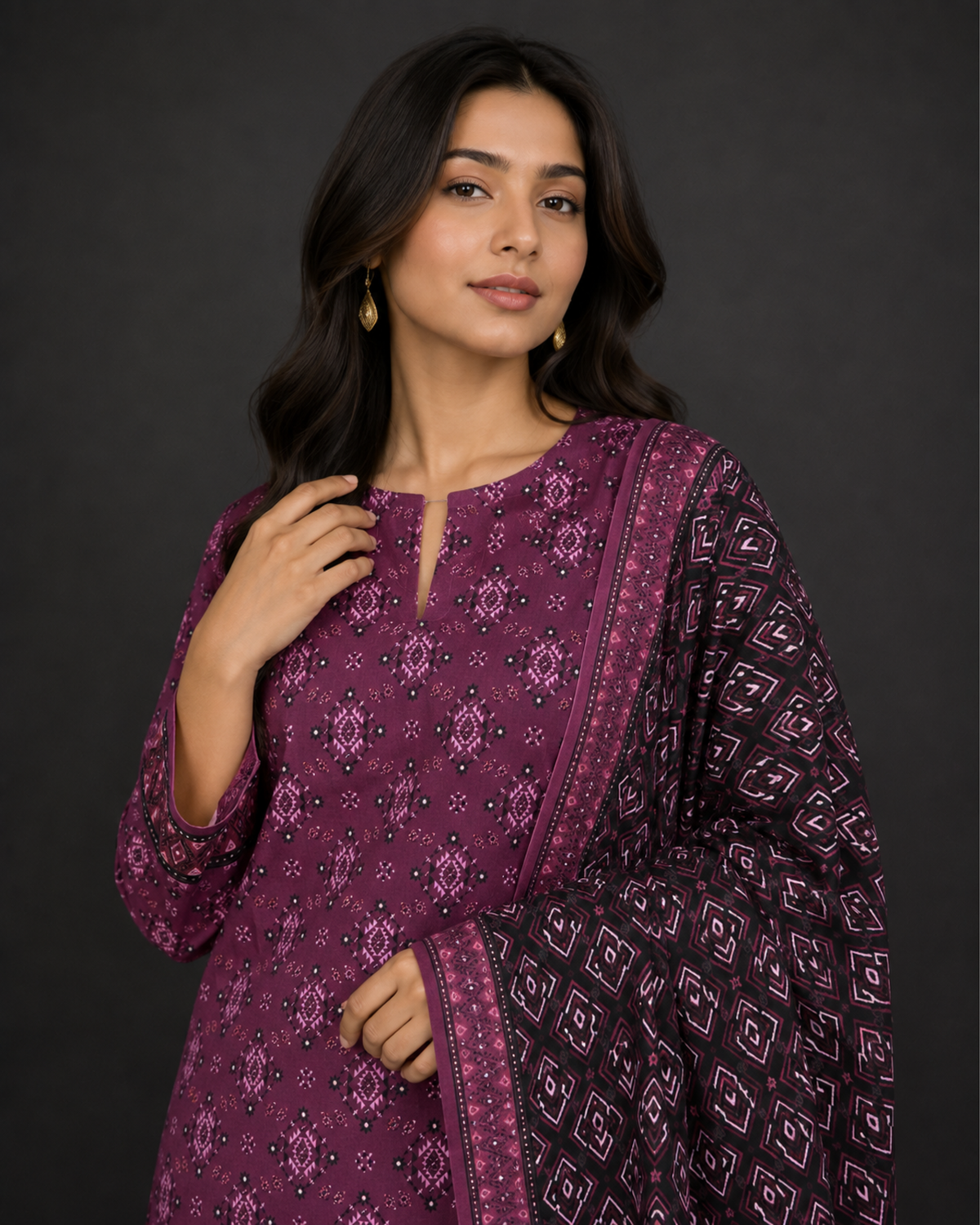 Unstitched 3 Piece Printed Lawn