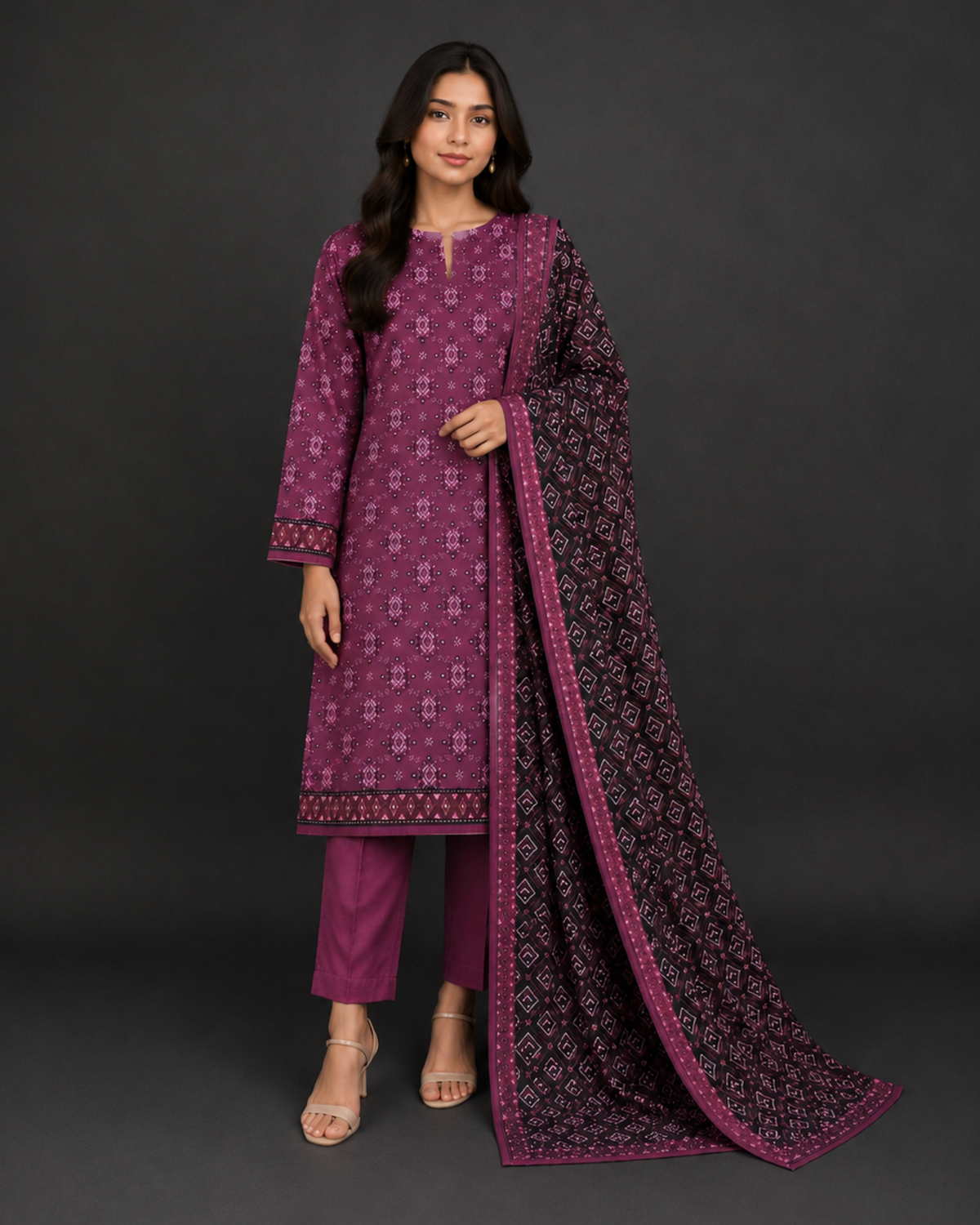 Unstitched 3 Piece Printed Lawn