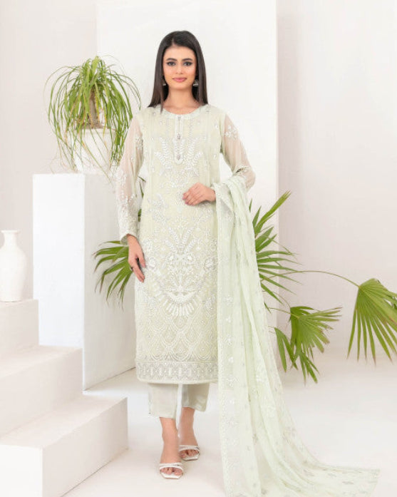 Heavy Chiffon Embroidered Suit with Chiffon Dupatta