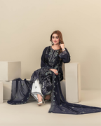 Viscose Cut Dana Embroidered Suit with Chiffon Dupatta