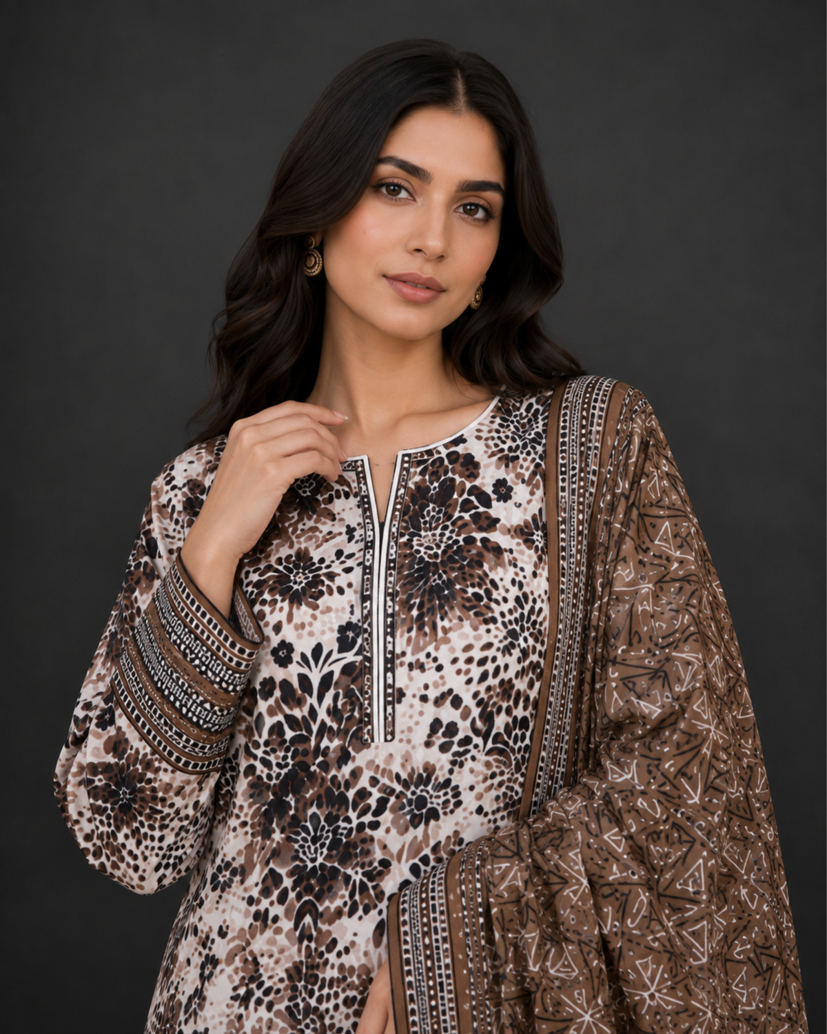 Unstitched 3 Piece Printed Lawn
