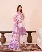 3-Piece Embroidered Lawn Suit with Embroidered Dupatta