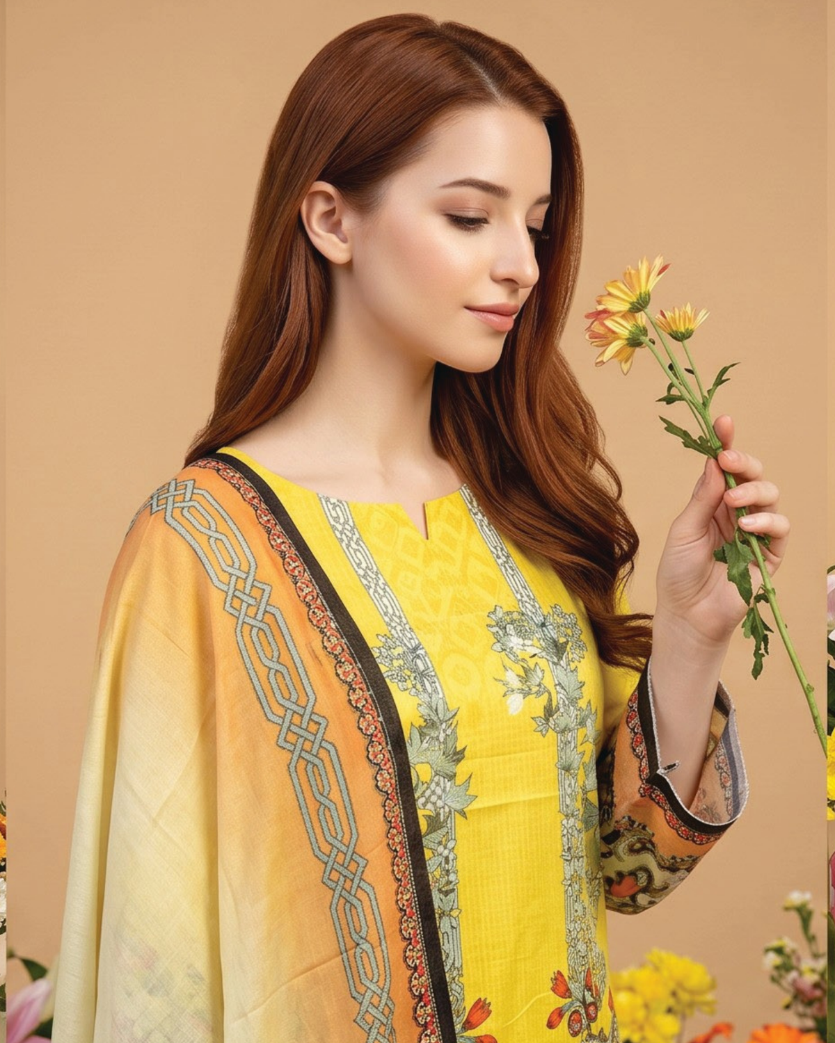 Unstitched 3 Piece Printed Lawn