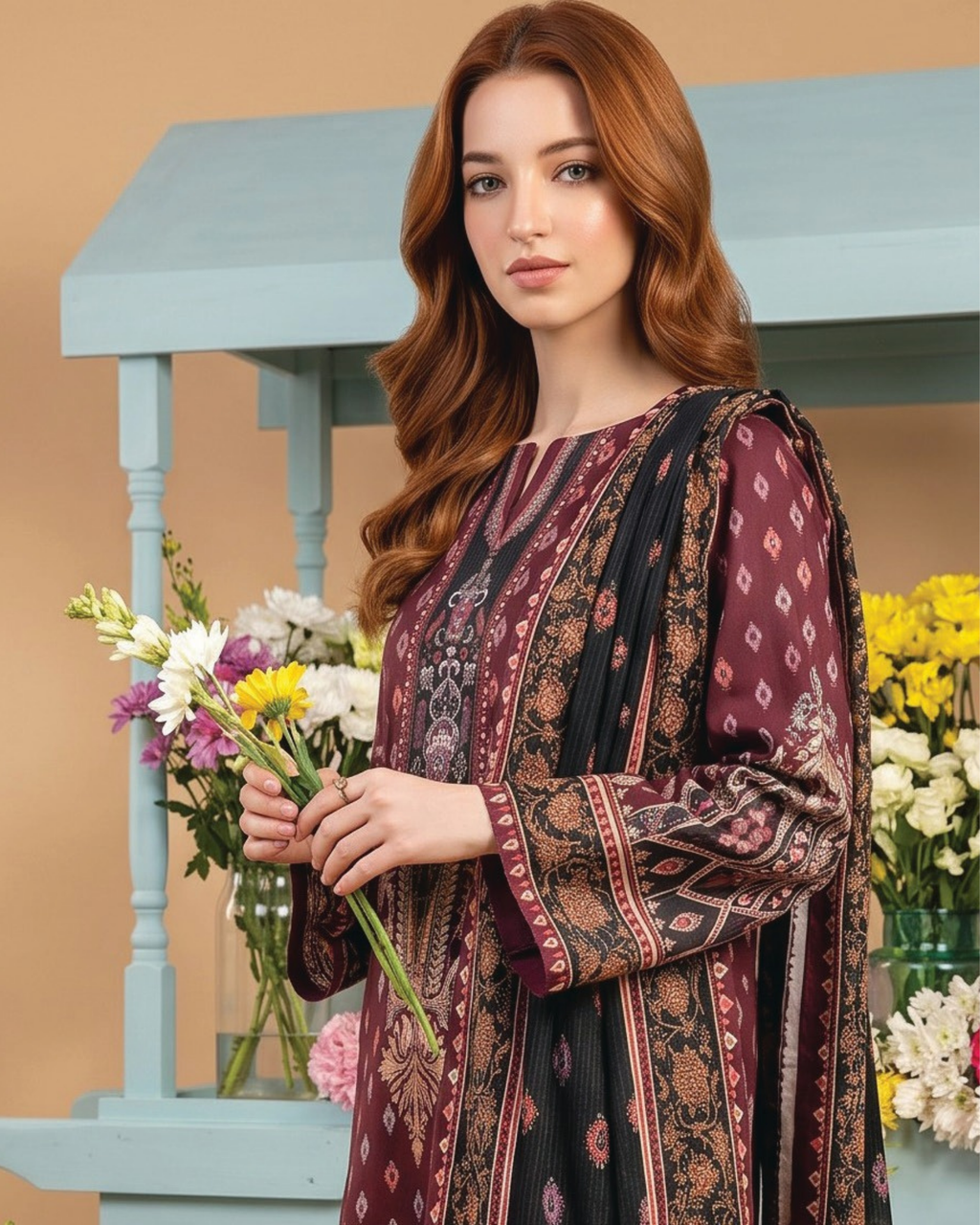 Unstitched 3 Piece Printed Lawn