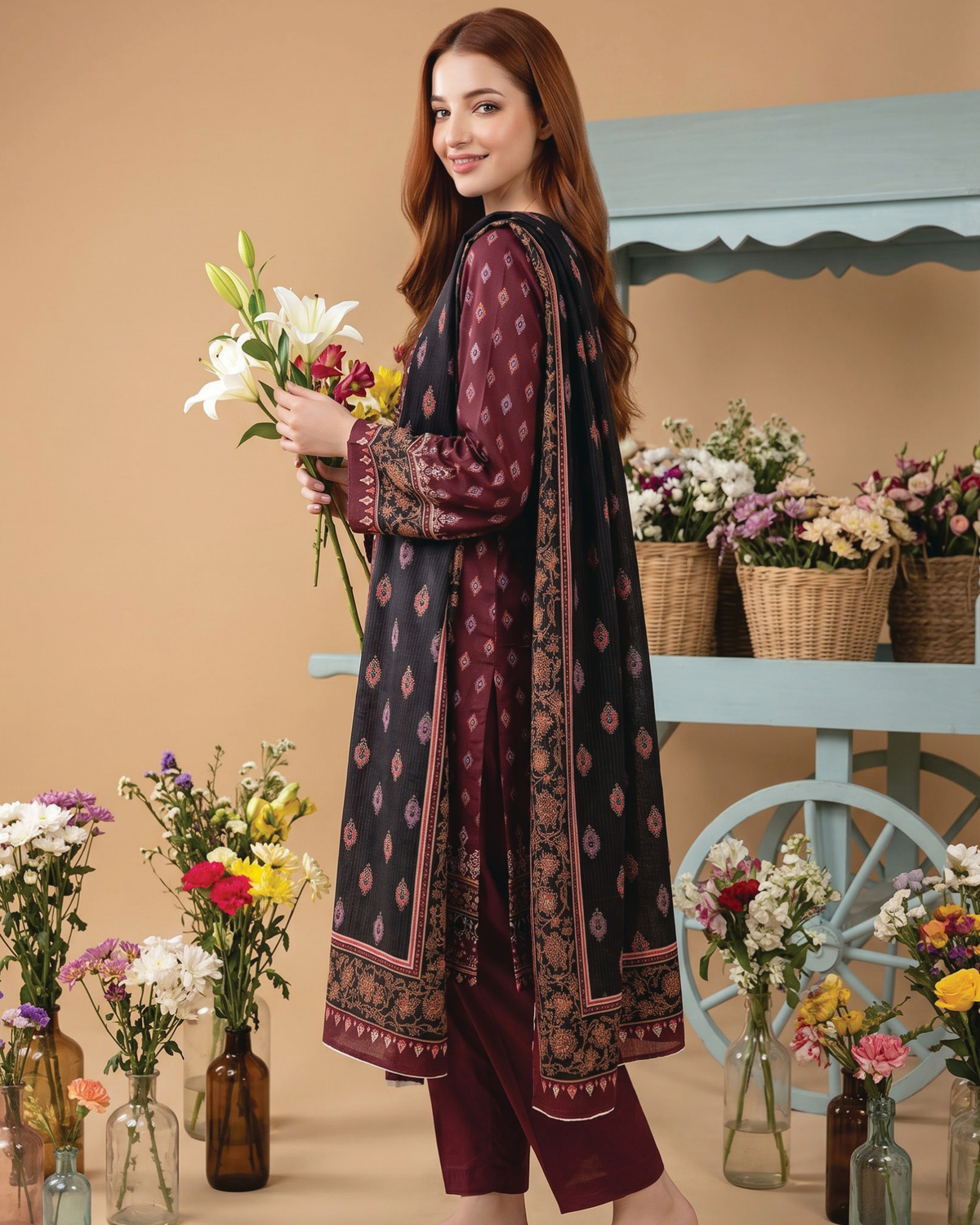 Unstitched 3 Piece Printed Lawn