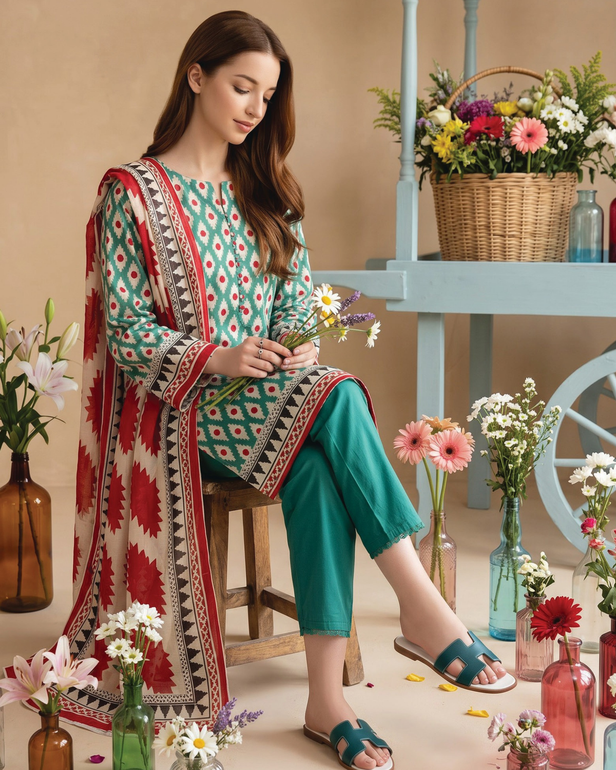 Unstitched 3 Piece Printed Lawn