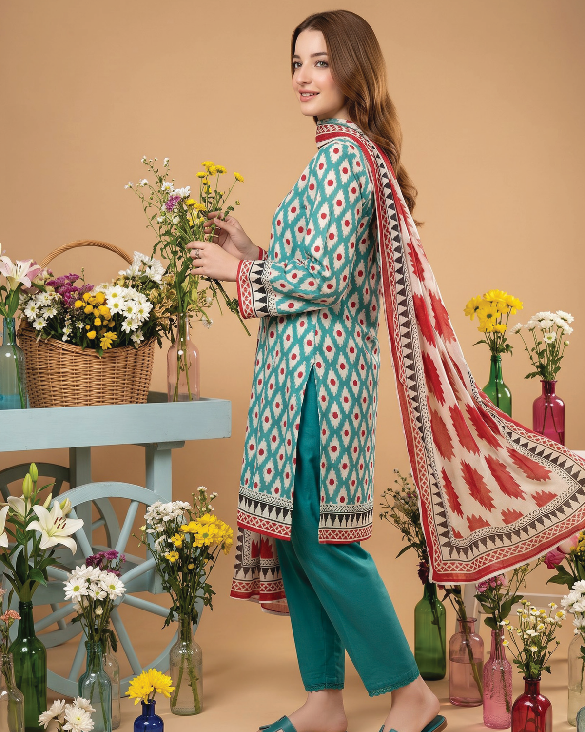 Unstitched 3 Piece Printed Lawn