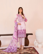 3-Piece Embroidered Lawn Suit with Embroidered Dupatta