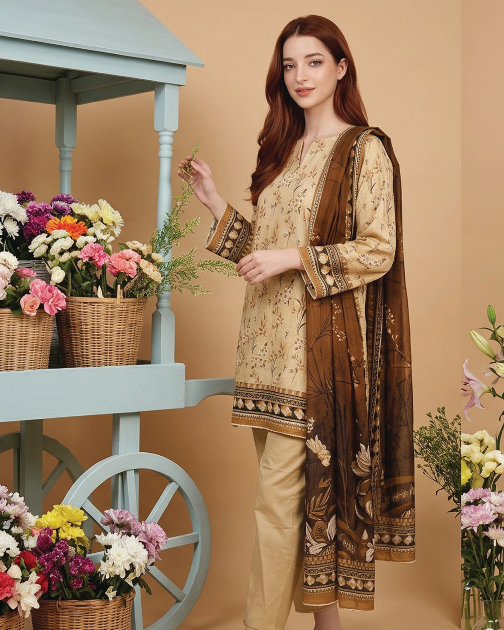Unstitched 3 Piece Printed Lawn