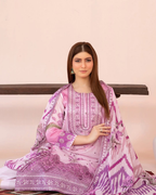 3-Piece Embroidered Lawn Suit with Embroidered Dupatta