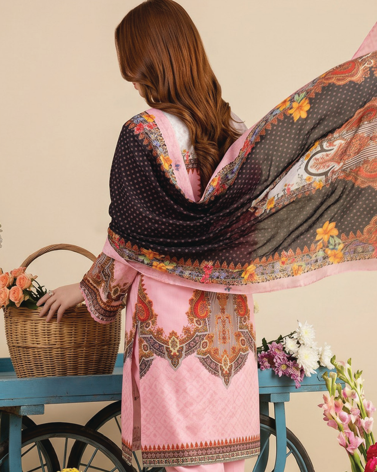 Unstitched 3 Piece Printed Lawn