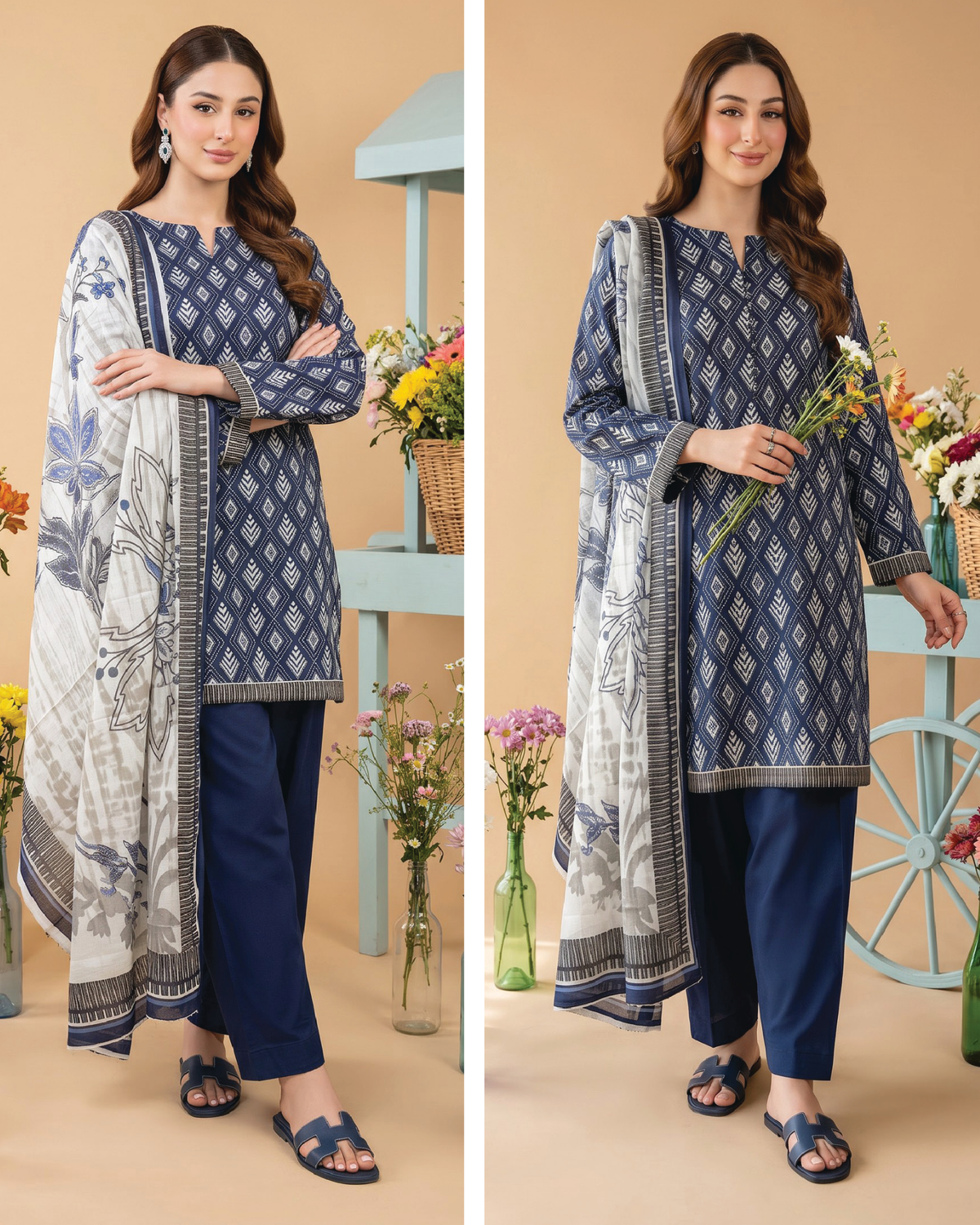 Unstitched 3 Piece Printed Lawn