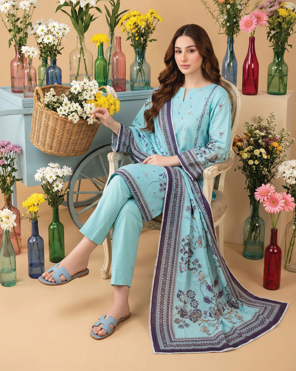 Unstitched 3 Piece Printed Lawn