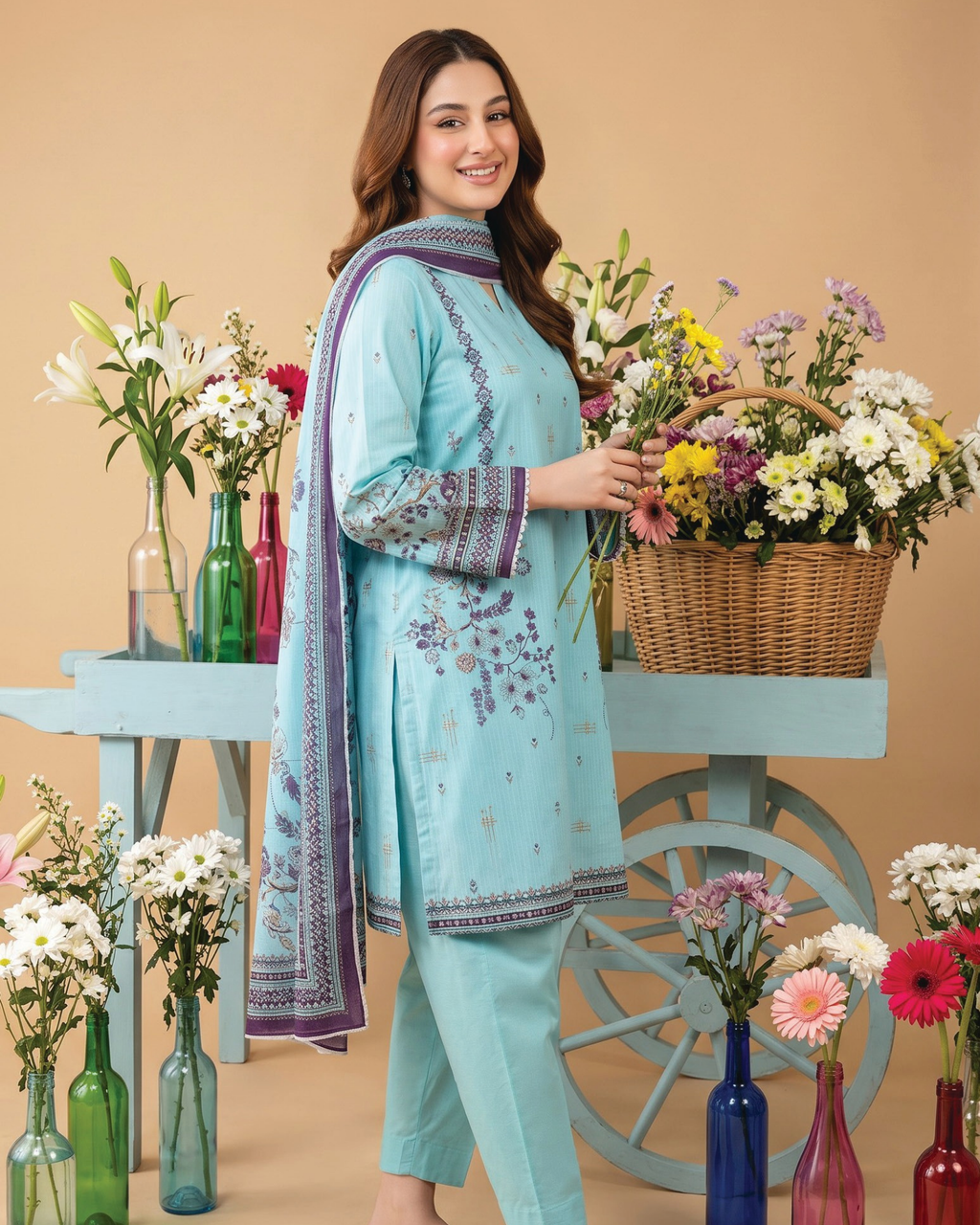 Unstitched 3 Piece Printed Lawn