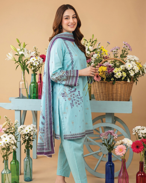 Unstitched 3 Piece Printed Lawn