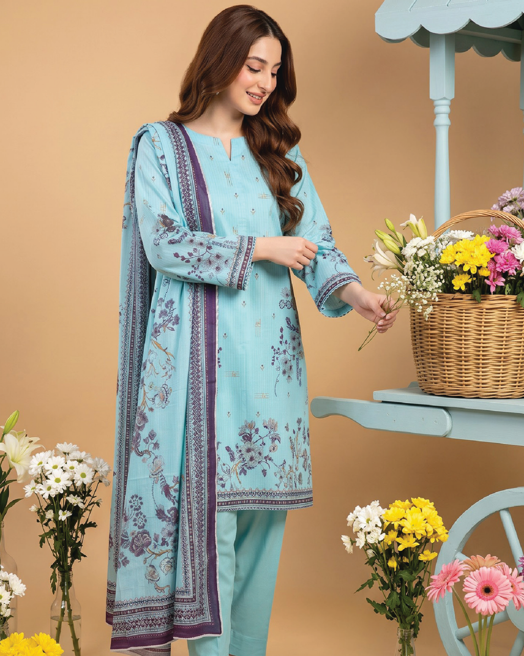 Unstitched 3 Piece Printed Lawn