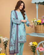 Unstitched 3 Piece Printed Lawn