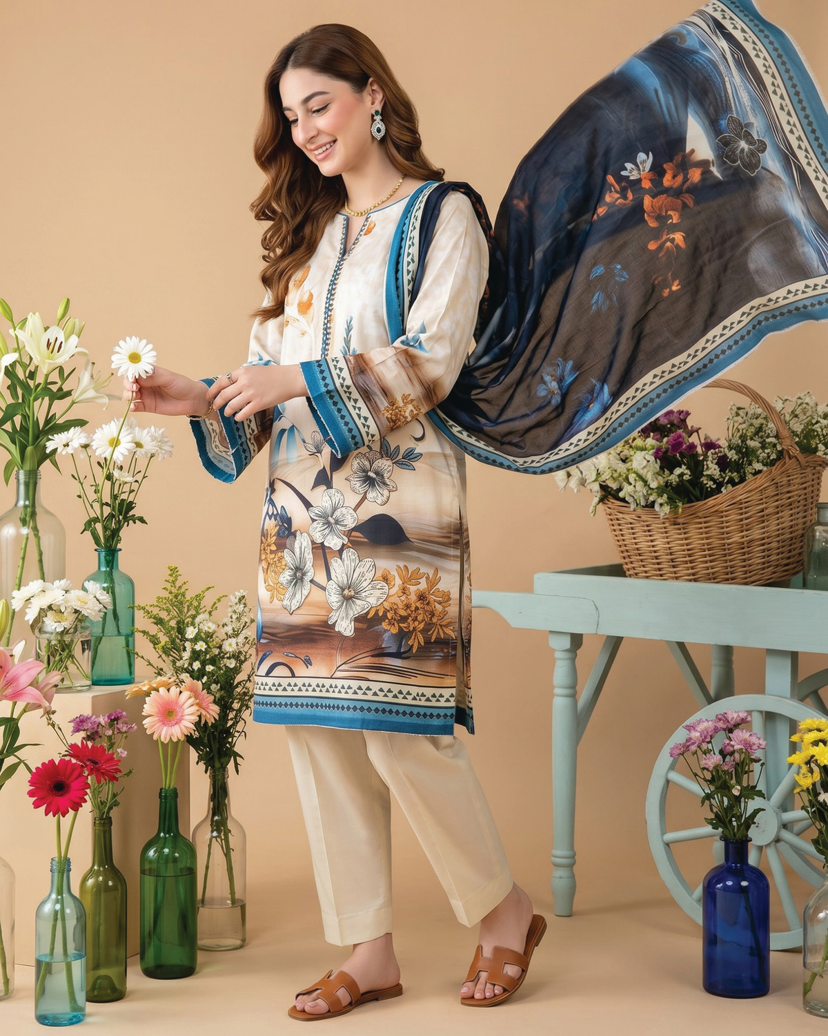 Unstitched 3 Piece Printed Lawn