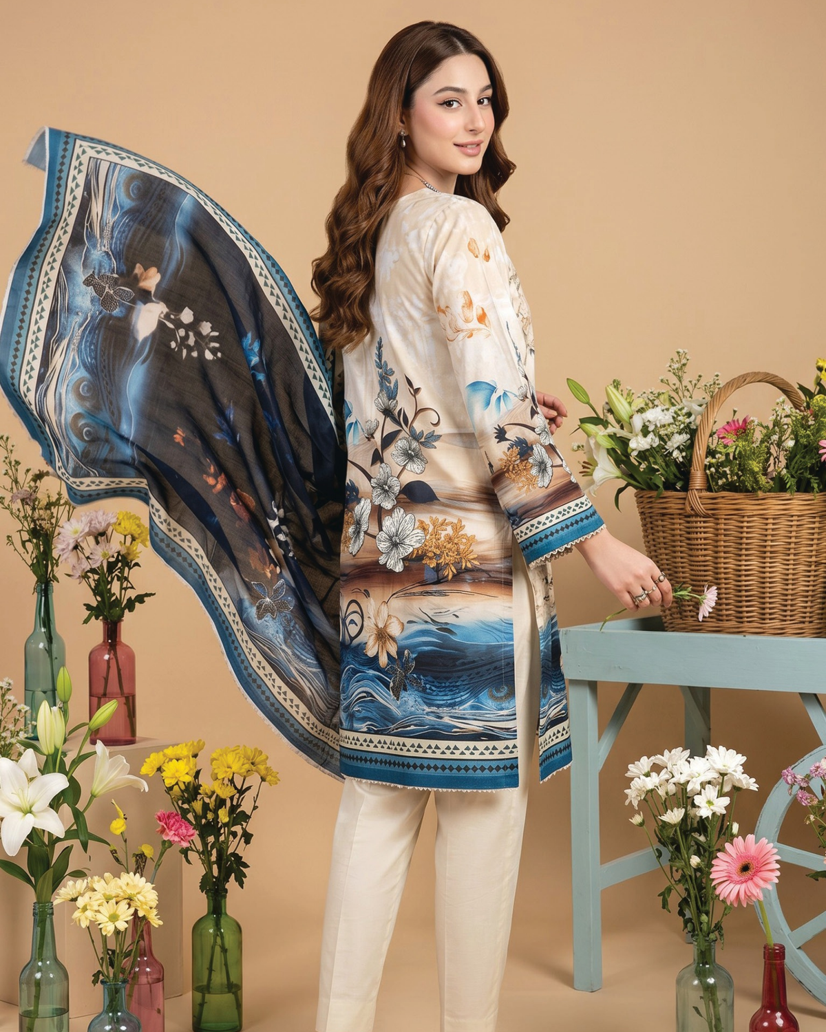 Unstitched 3 Piece Printed Lawn