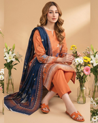 Unstitched 3 Piece Printed Lawn
