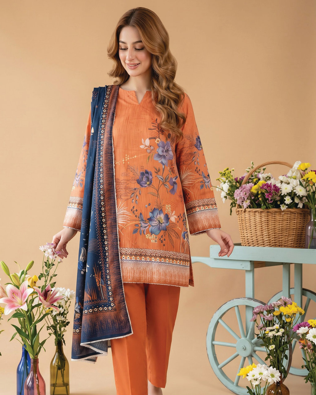 Unstitched 3 Piece Printed Lawn
