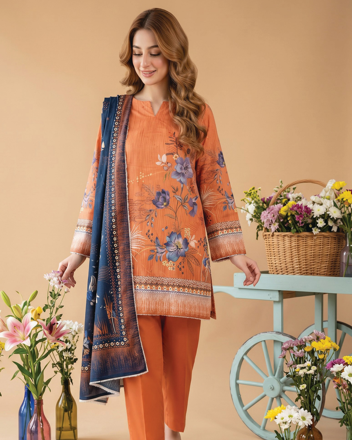 Unstitched 3 Piece Printed Lawn