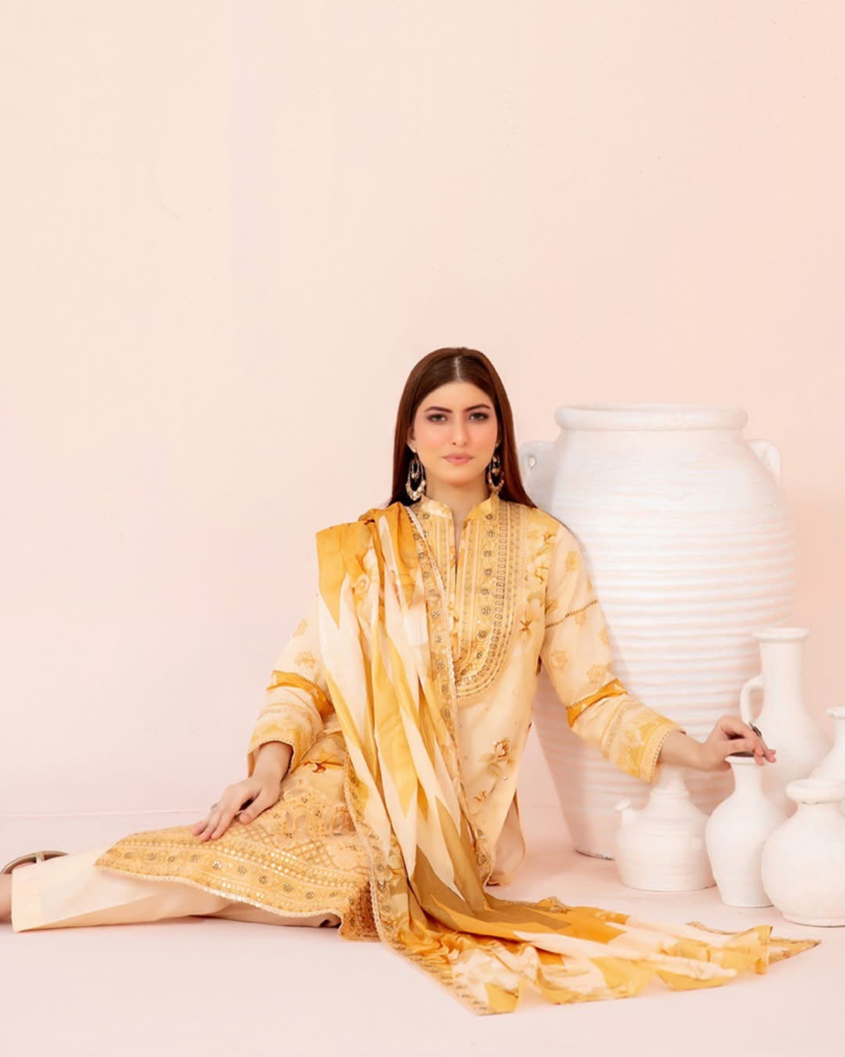 3-Piece Embroidered Lawn Suit with Embroidered Dupatta