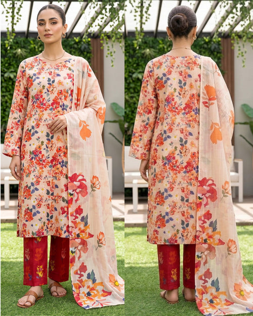 Dr Print 3-Piece Printed Lawn by Dr. Haris (V19-001)
