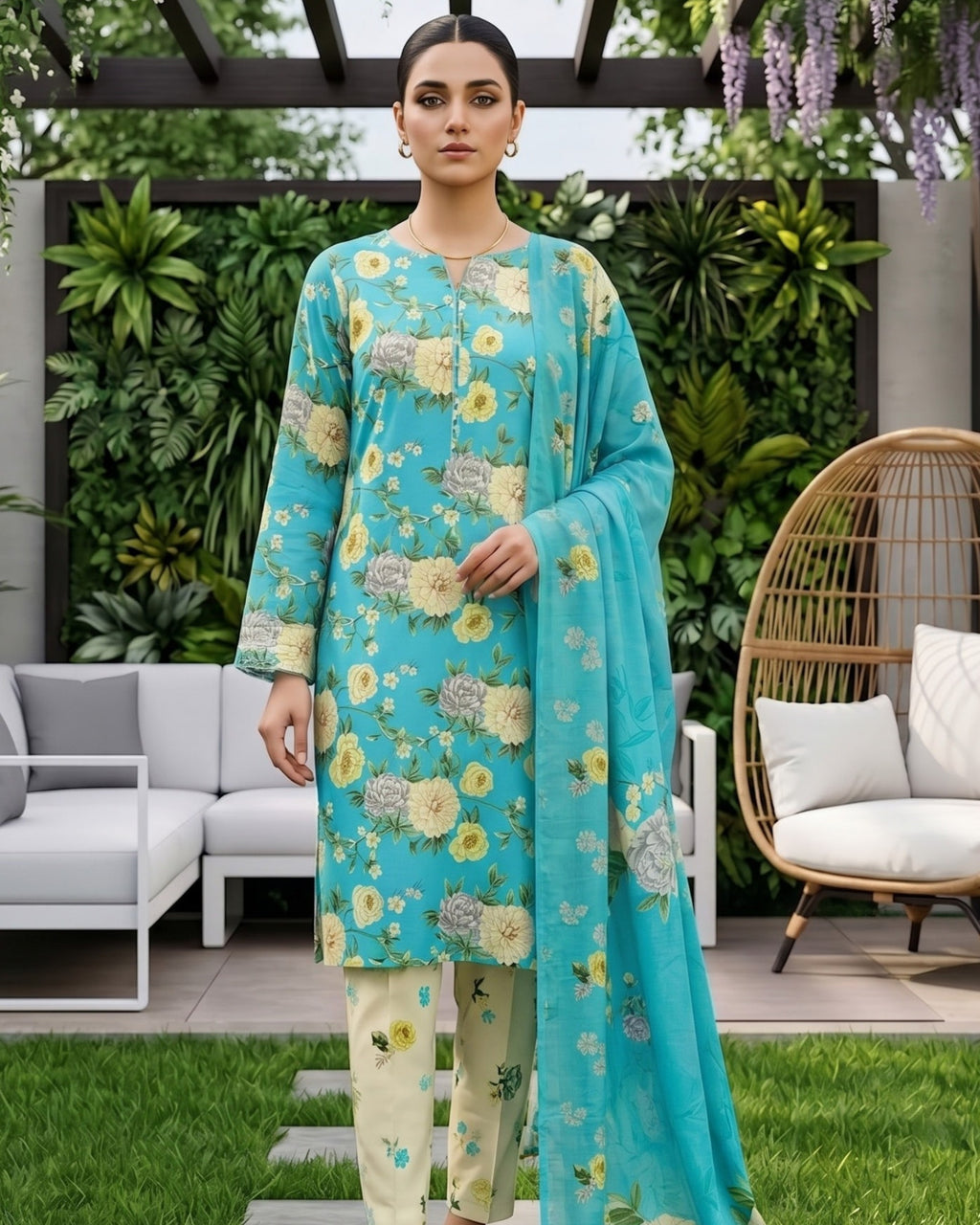 Dr Print 3-Piece Printed Lawn by Dr. Haris (V19-002)