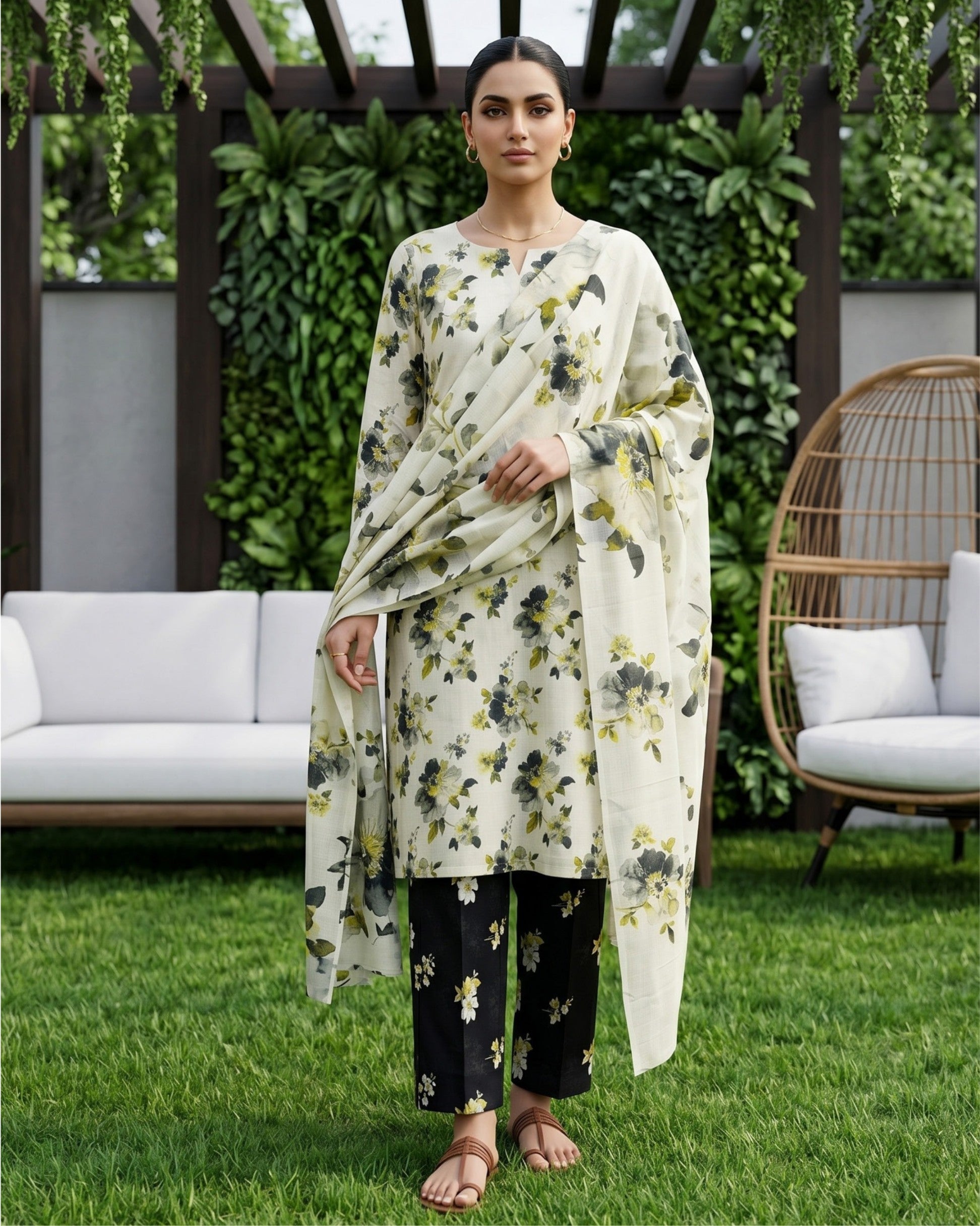 Dr Print 3-Piece Printed Lawn by Dr. Haris (V19-007)