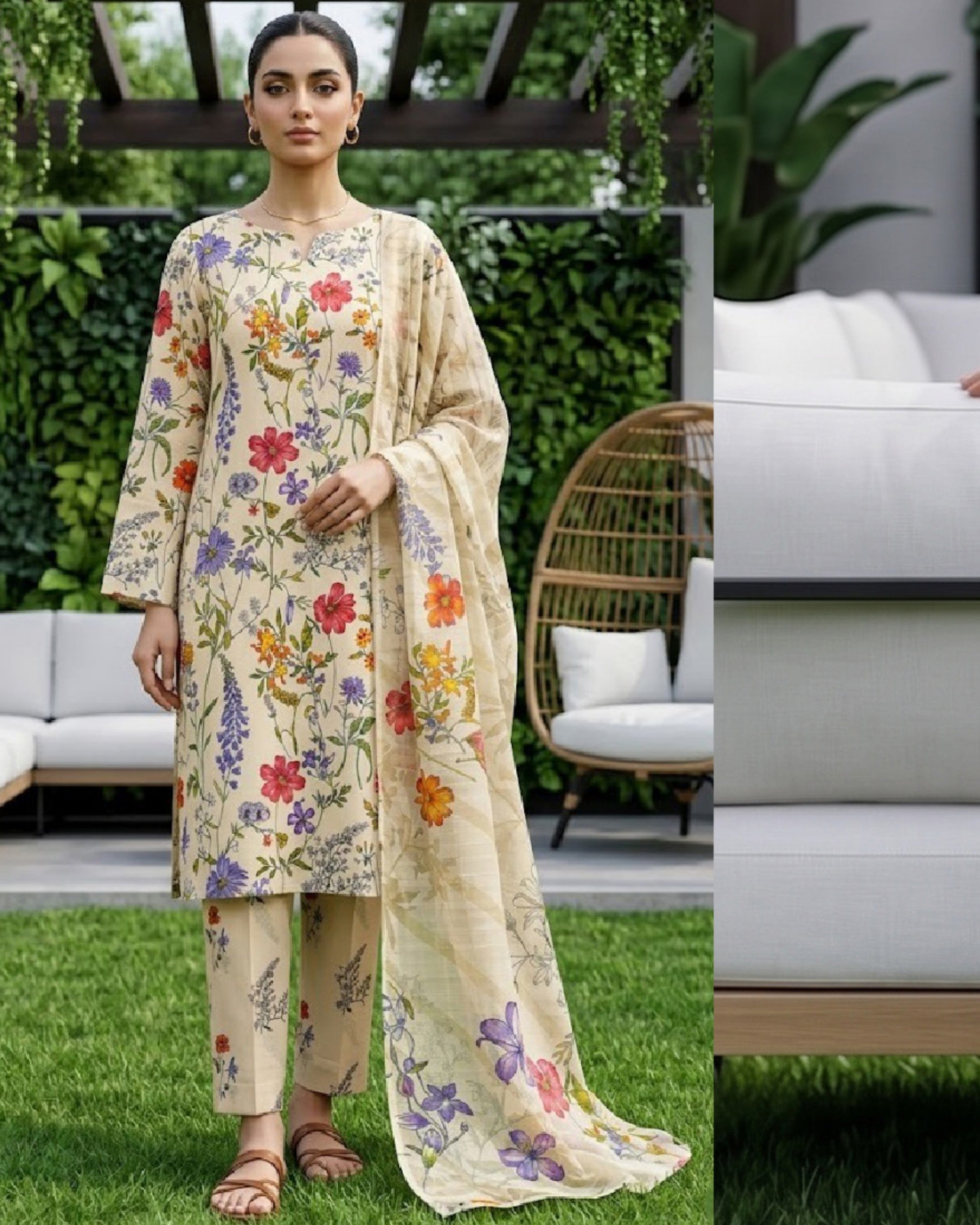Dr Print 3-Piece Printed Lawn by Dr. Haris (V19-008)