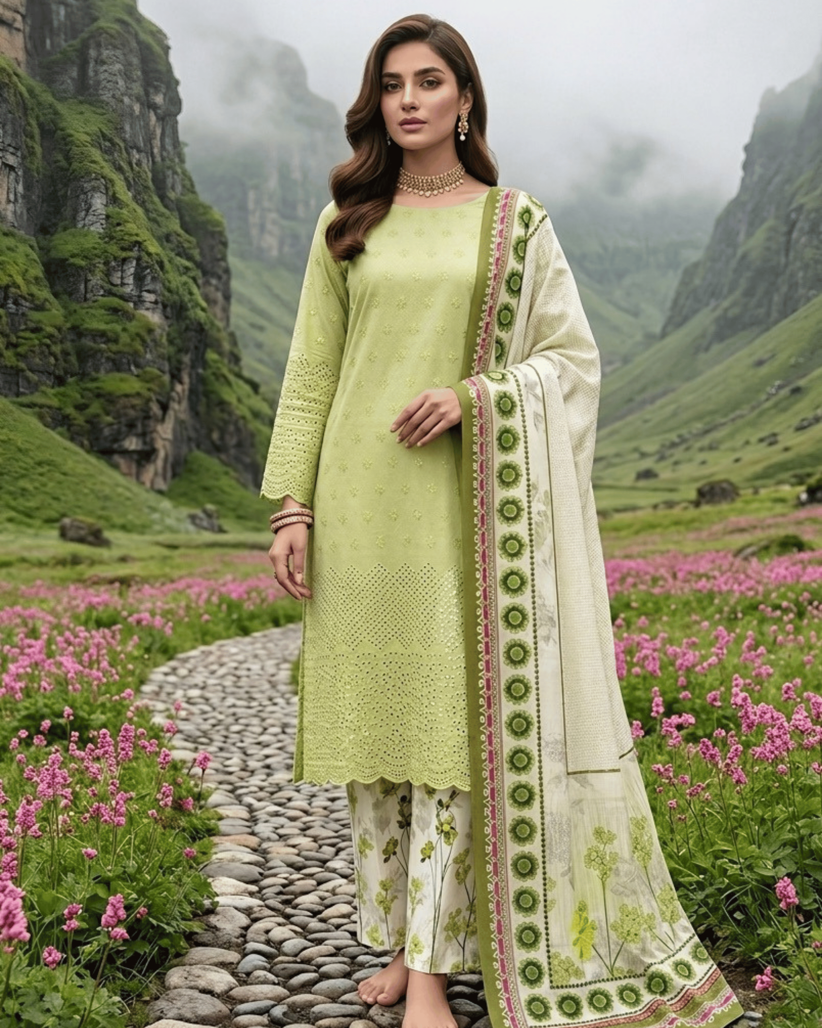 Esra 3-Piece Chickenkari Lawn by Dr. Haris (ESR-018)