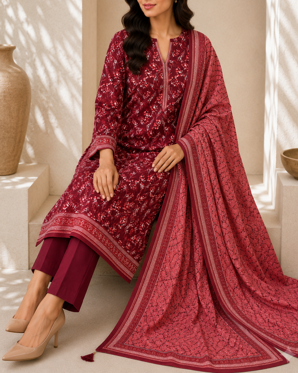 3-Piece Printed Lawn Suit by Safina A-One Textile (D-175)