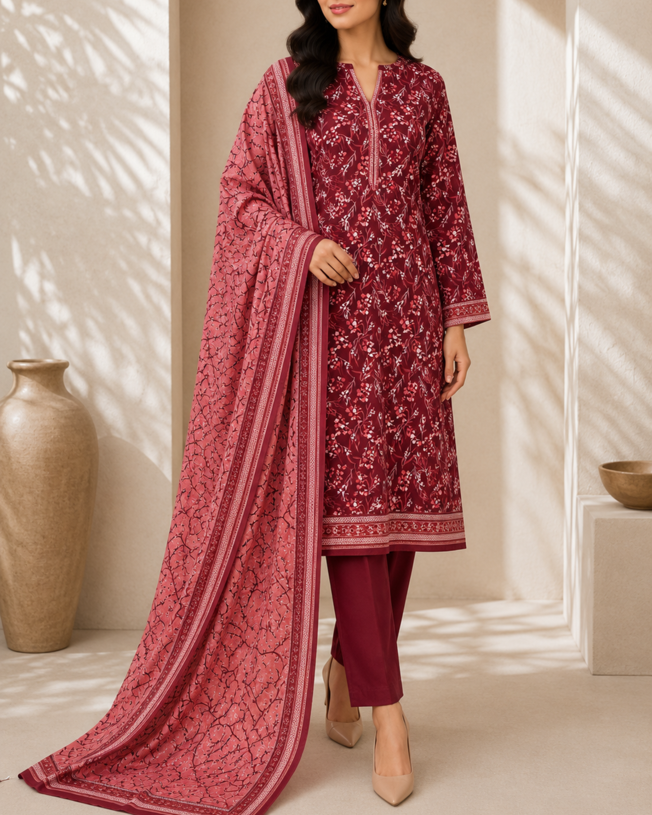 3-Piece Printed Lawn Suit by Safina A-One Textile (D-175)