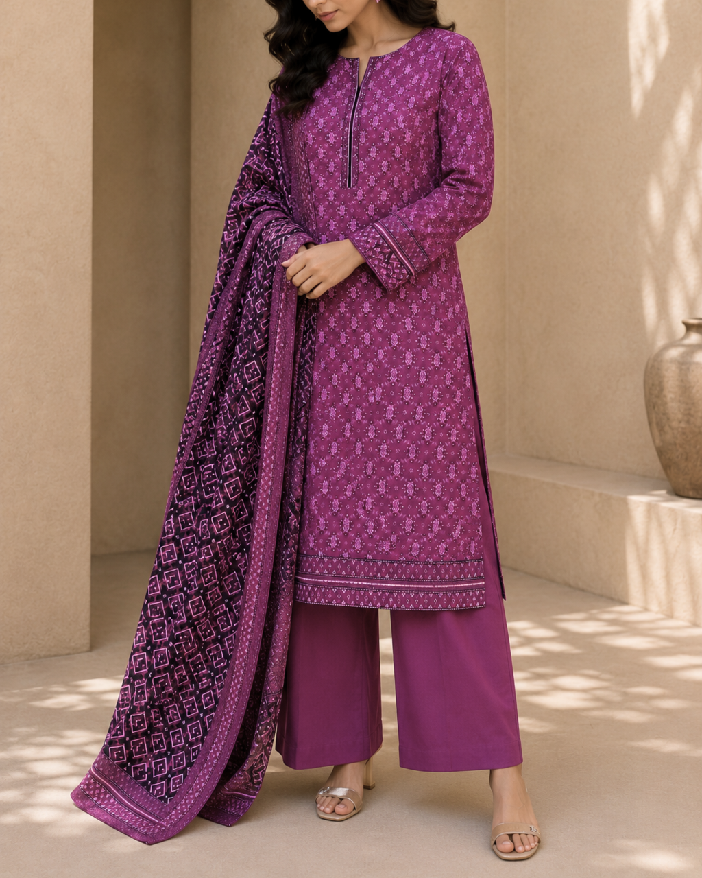 3-Piece Printed Lawn Suit by Safina A-One Textile (D-04b)