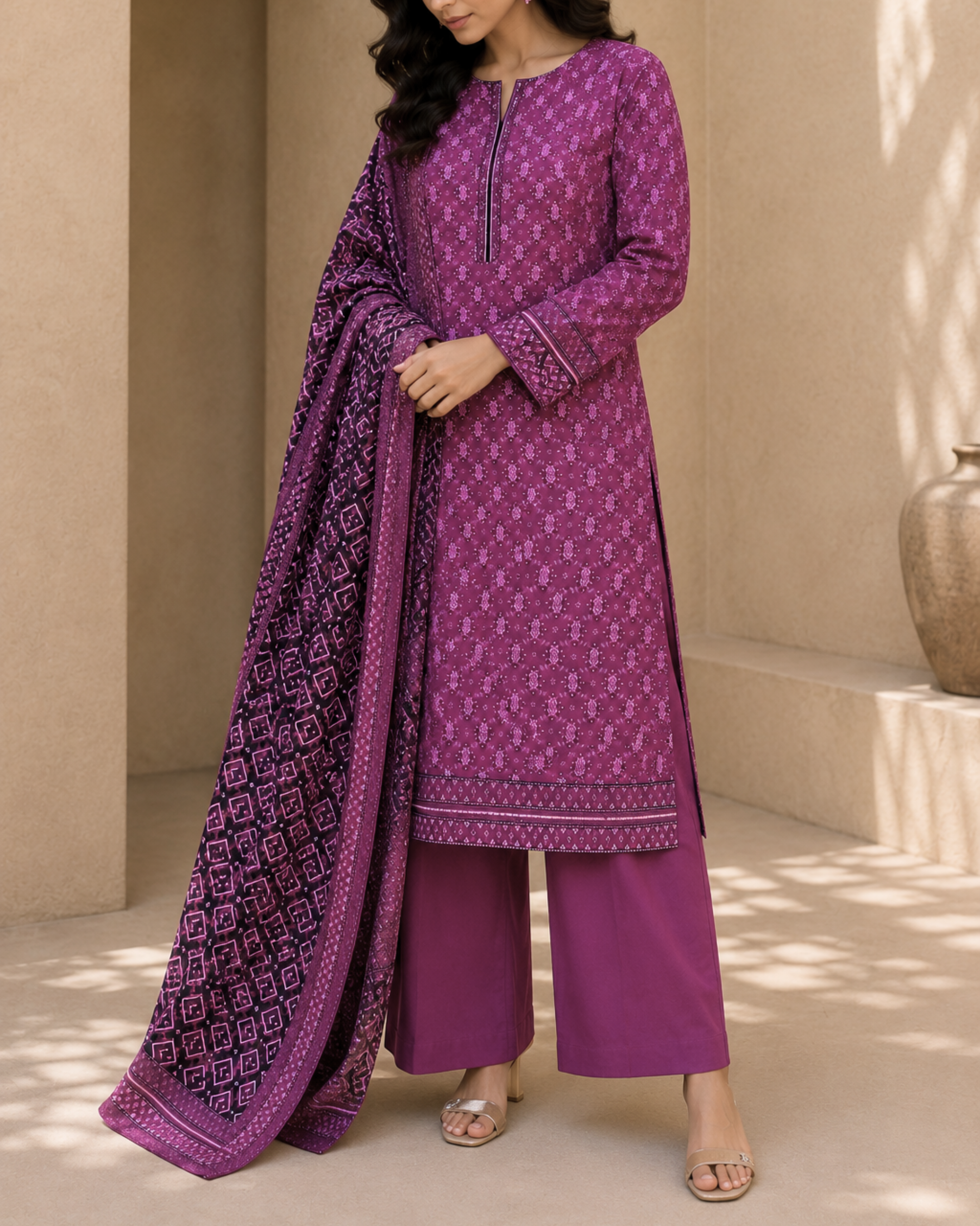 3-Piece Printed Lawn Suit by Safina A-One Textile (D-04b)