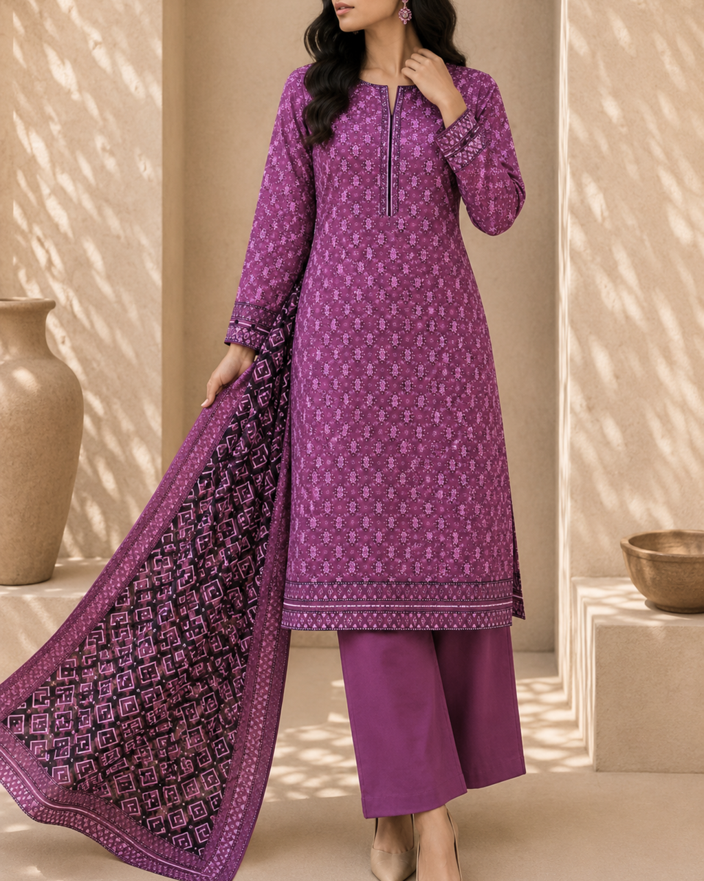 3-Piece Printed Lawn Suit by Safina A-One Textile (D-04b)