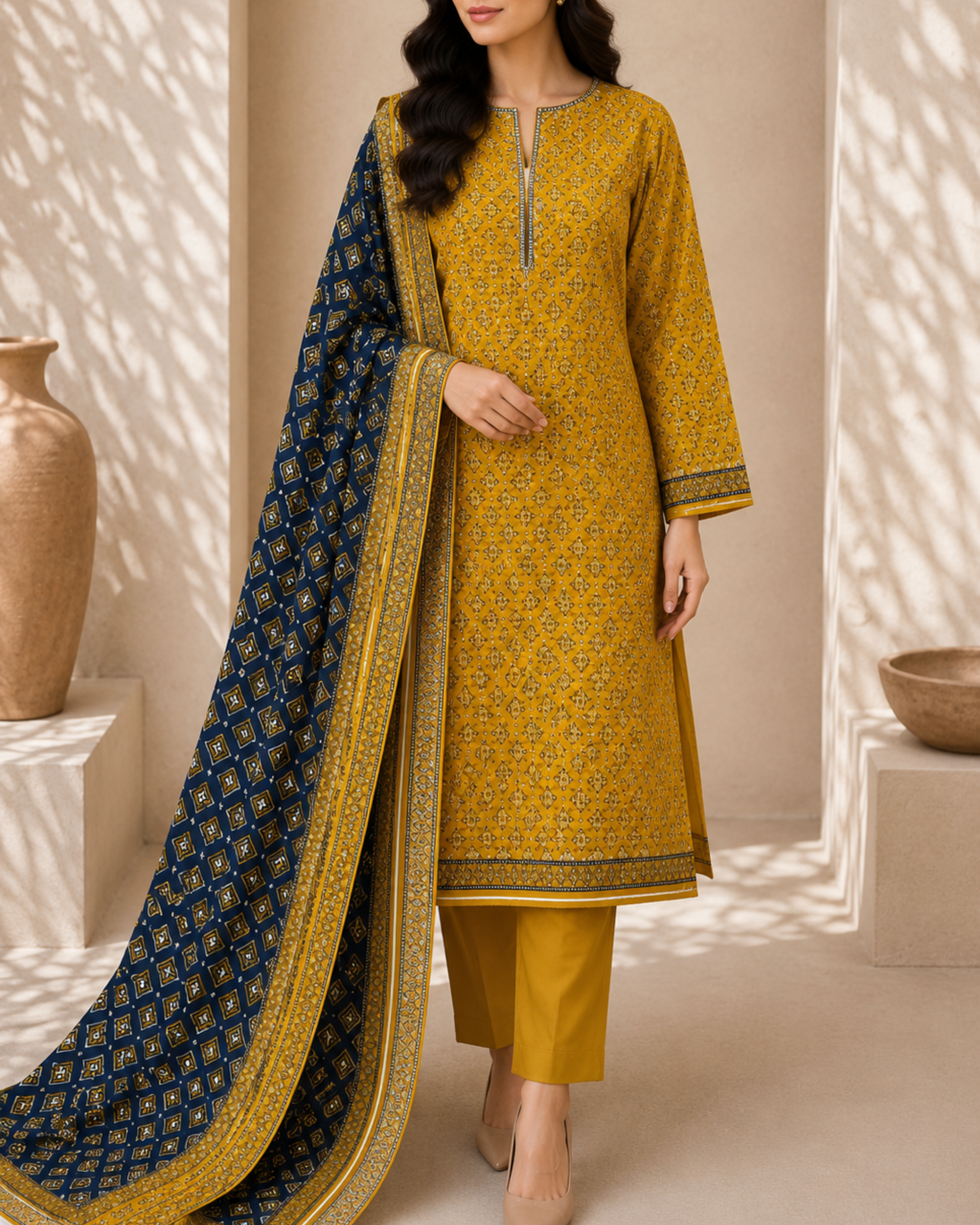 3-Piece Printed Lawn Suit by Safina A-One Textile (D-04a)