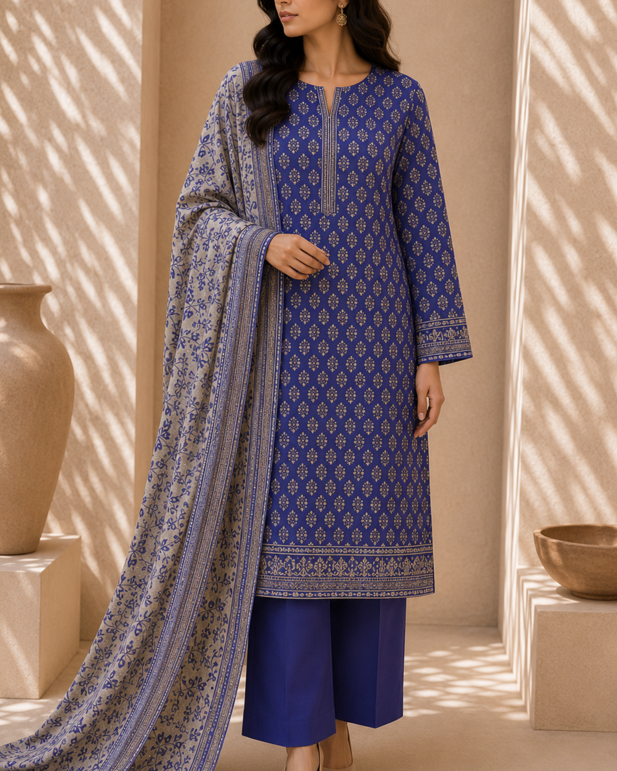3-Piece Printed Lawn Suit by Safina A-One Textile (D-05b)