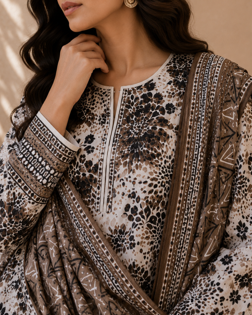 3-Piece Printed Lawn Suit by Safina A-One Textile (D-08a)