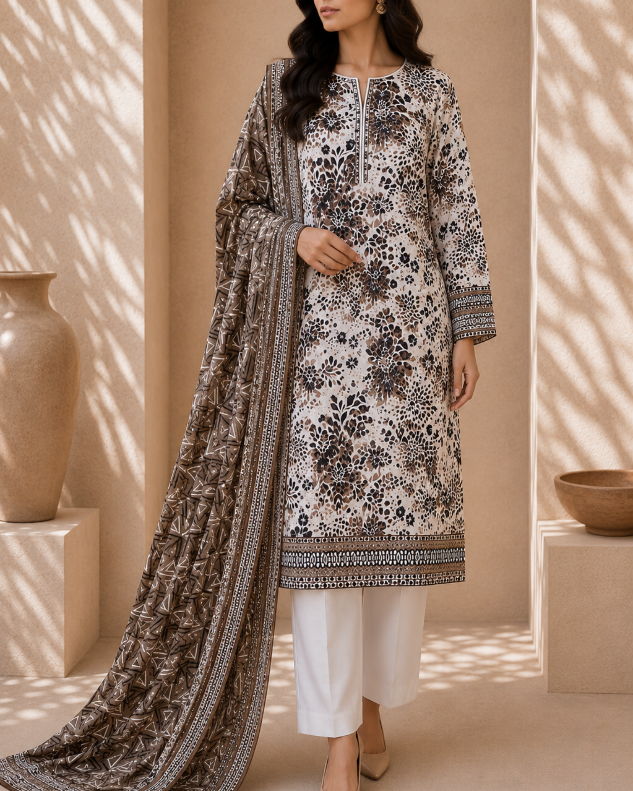 3-Piece Printed Lawn Suit by Safina A-One Textile (D-08a)